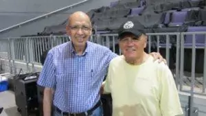 Photo of Ernie Bringas and Bruce Johnston after a Beach Boy concert in 2012